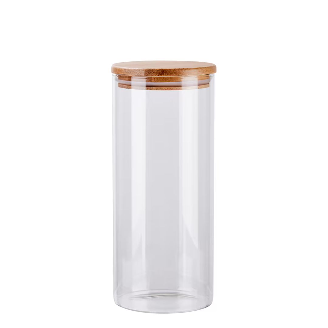 Clear Glass Cylinder Storage Jar with Bronze Lid 1300ml