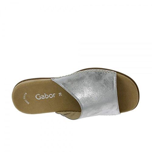Gabor Silver Leather Mules Size 3