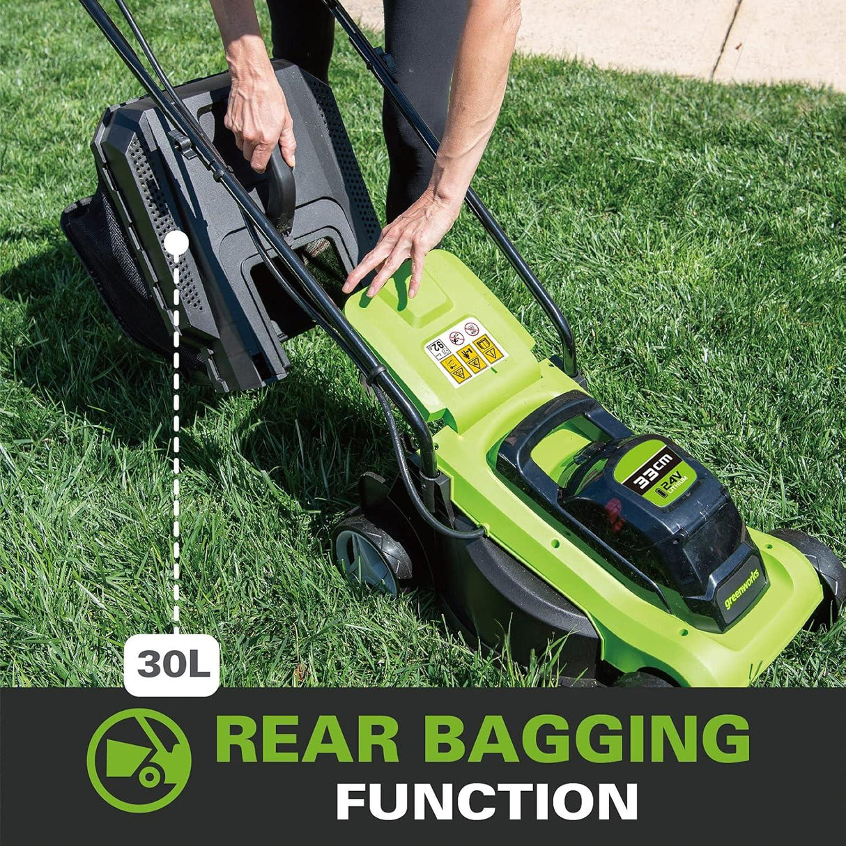 Greenworks 24V 33cm Lawn Mover Tool only Excludes Battery
