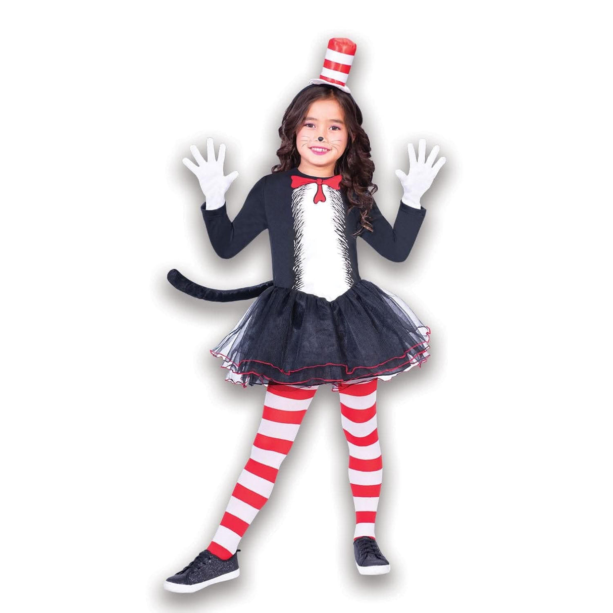 Girls Cat in The Hat Dress Costume Set - 8-10 Years