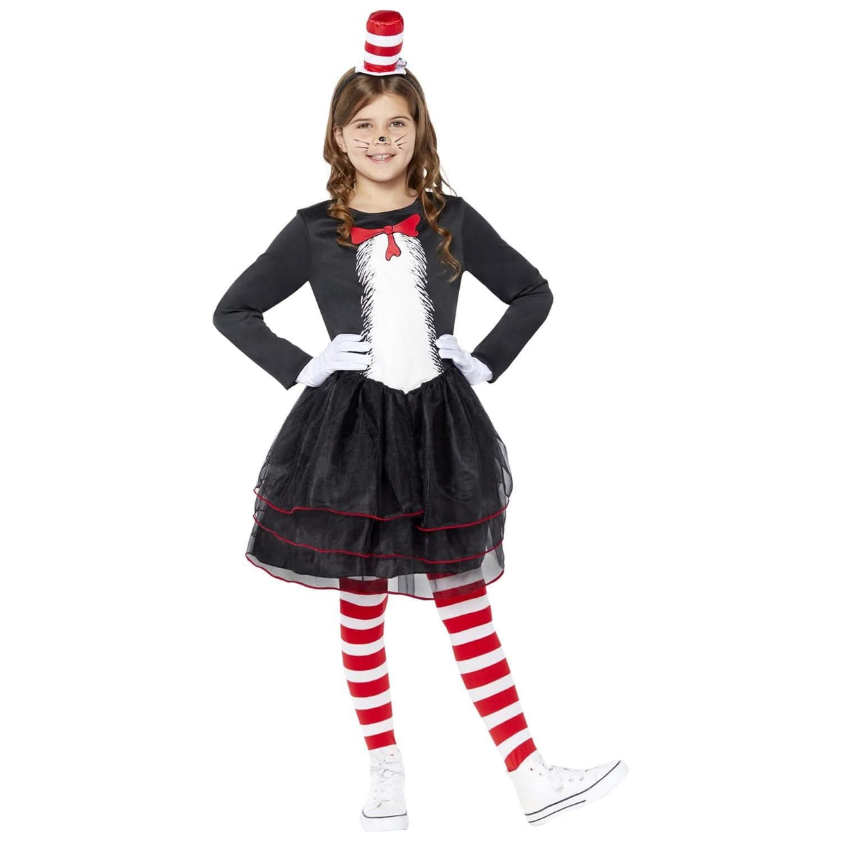 Girls Cat in The Hat Dress Costume Set - 8-10 Years