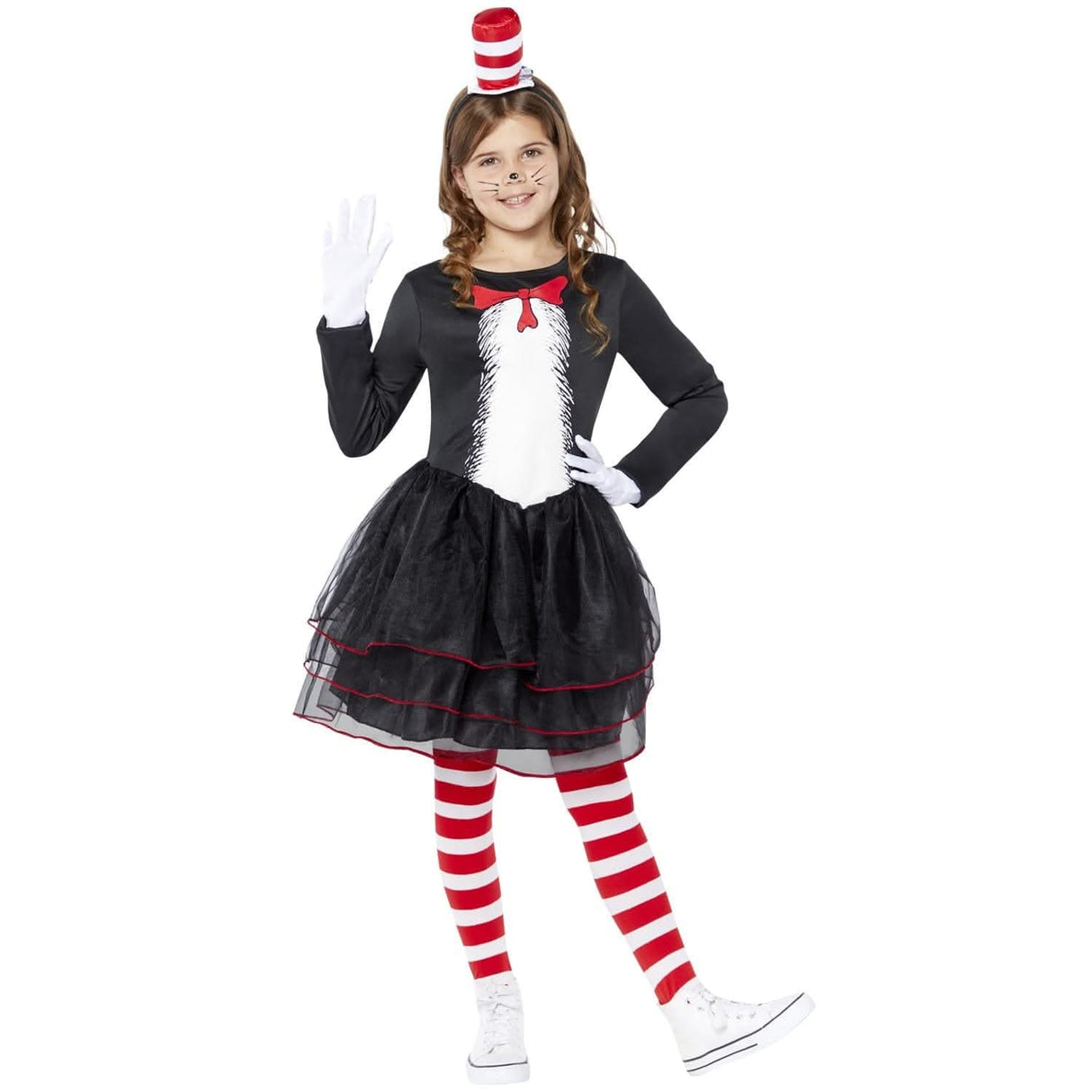 Girls Cat in The Hat Dress Costume Set - 8-10 Years