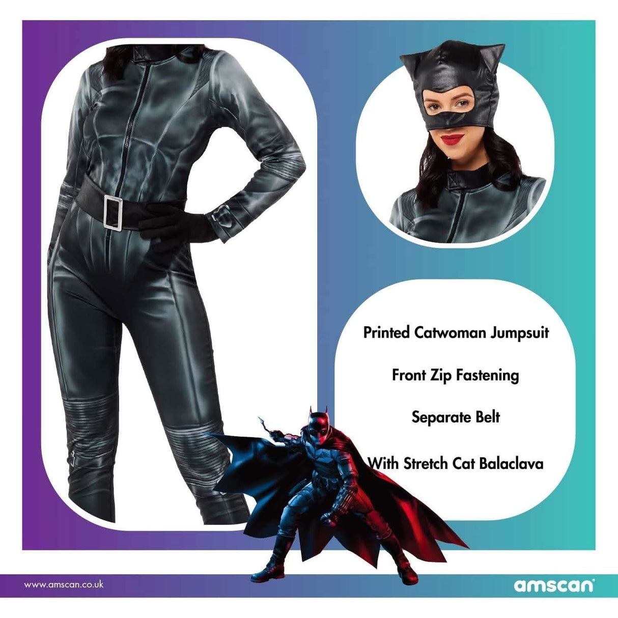 Ladies Catwoman Fancy Dress DC Comic Costume - S