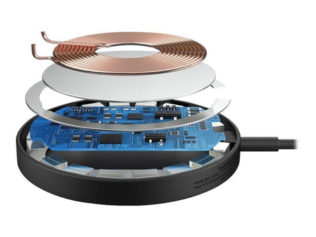 Anker magnetic wireless charger exploded view showing internal coil and circuit board components