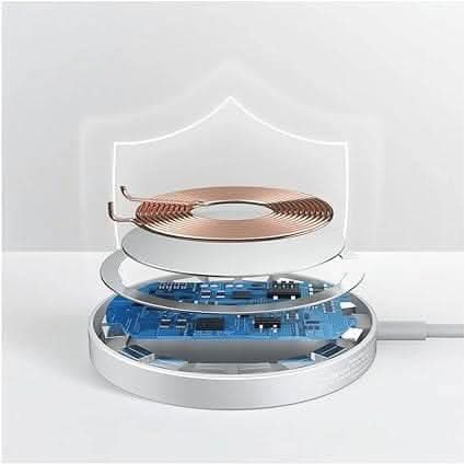 Anker magnetic wireless charger with internal coil and circuit board components in exploded view