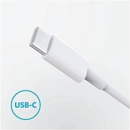 Close-up of USB-C connector cable for Anker magnetic wireless charger in white