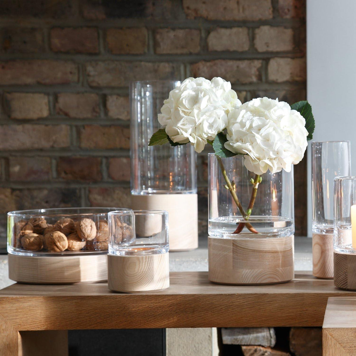 LSA Lotta Lantern Clear with Ash Base H13cm