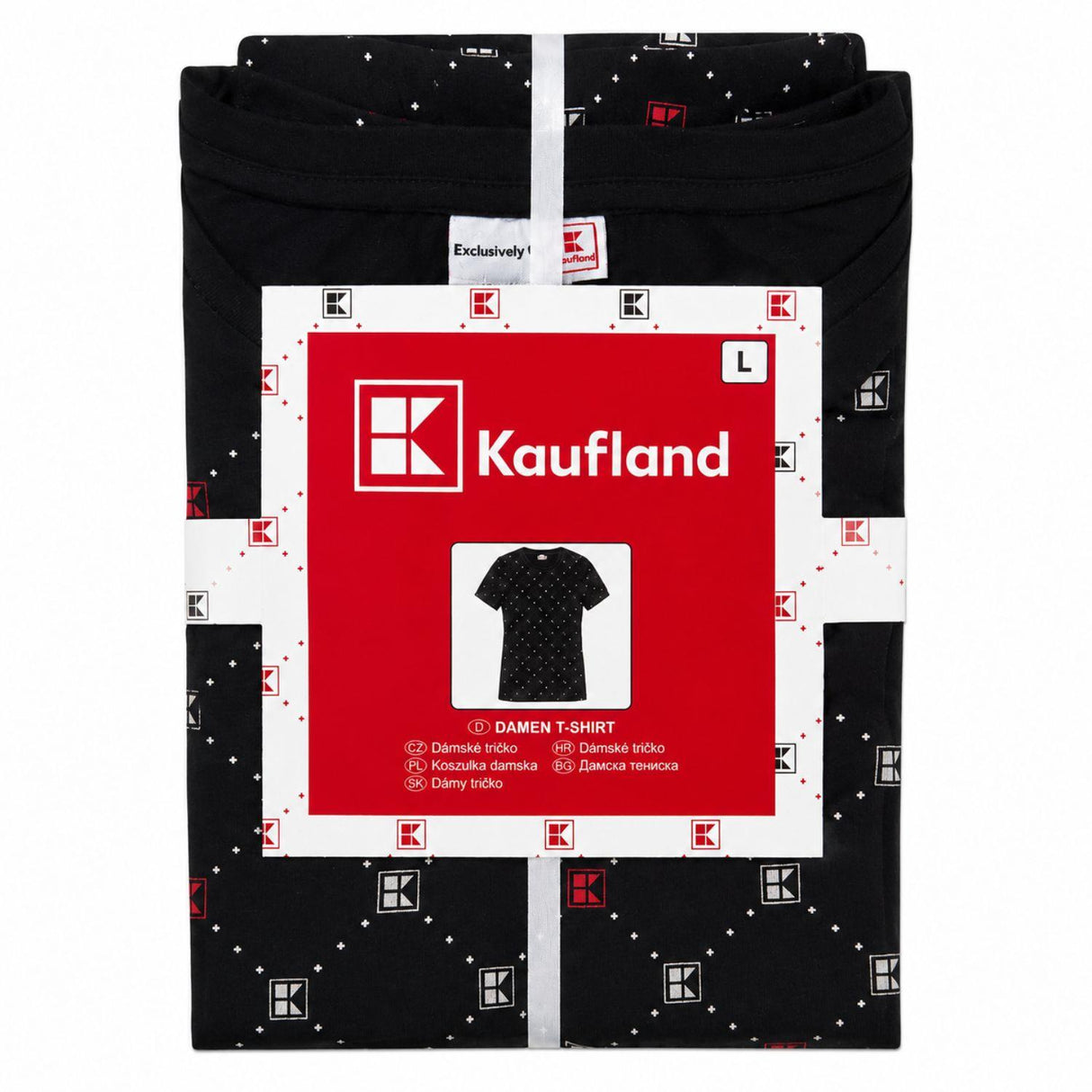 Kaufland Women's Black Logo Print 100% Cotton T-Shirt Size L