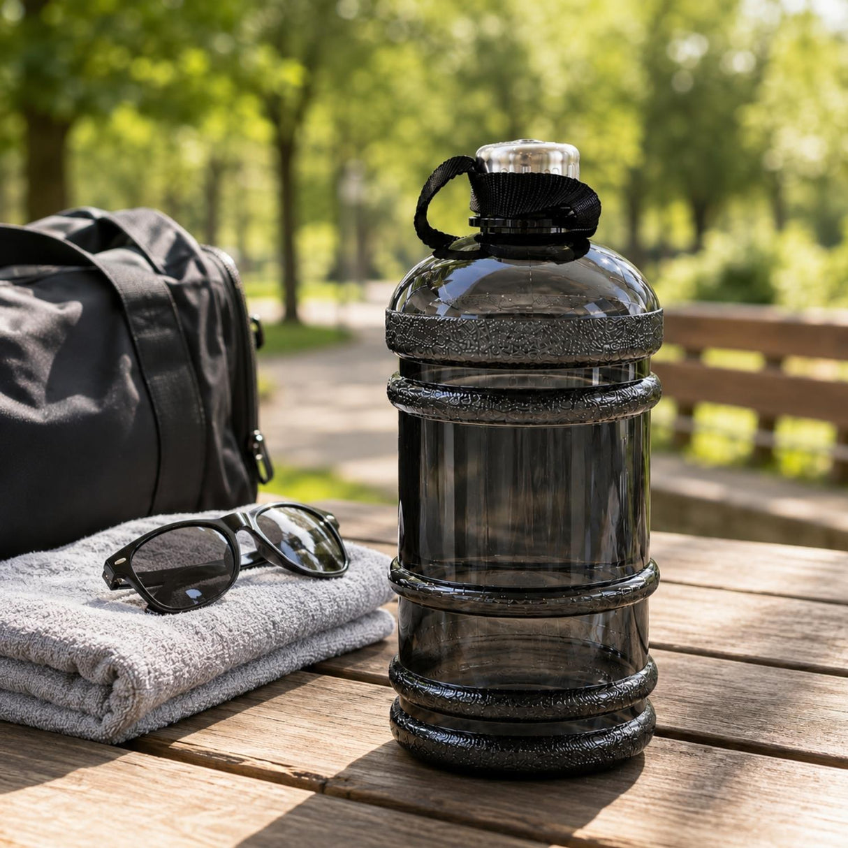 Bourgini 2.2L Sports Dumbbell Water Bottle Black