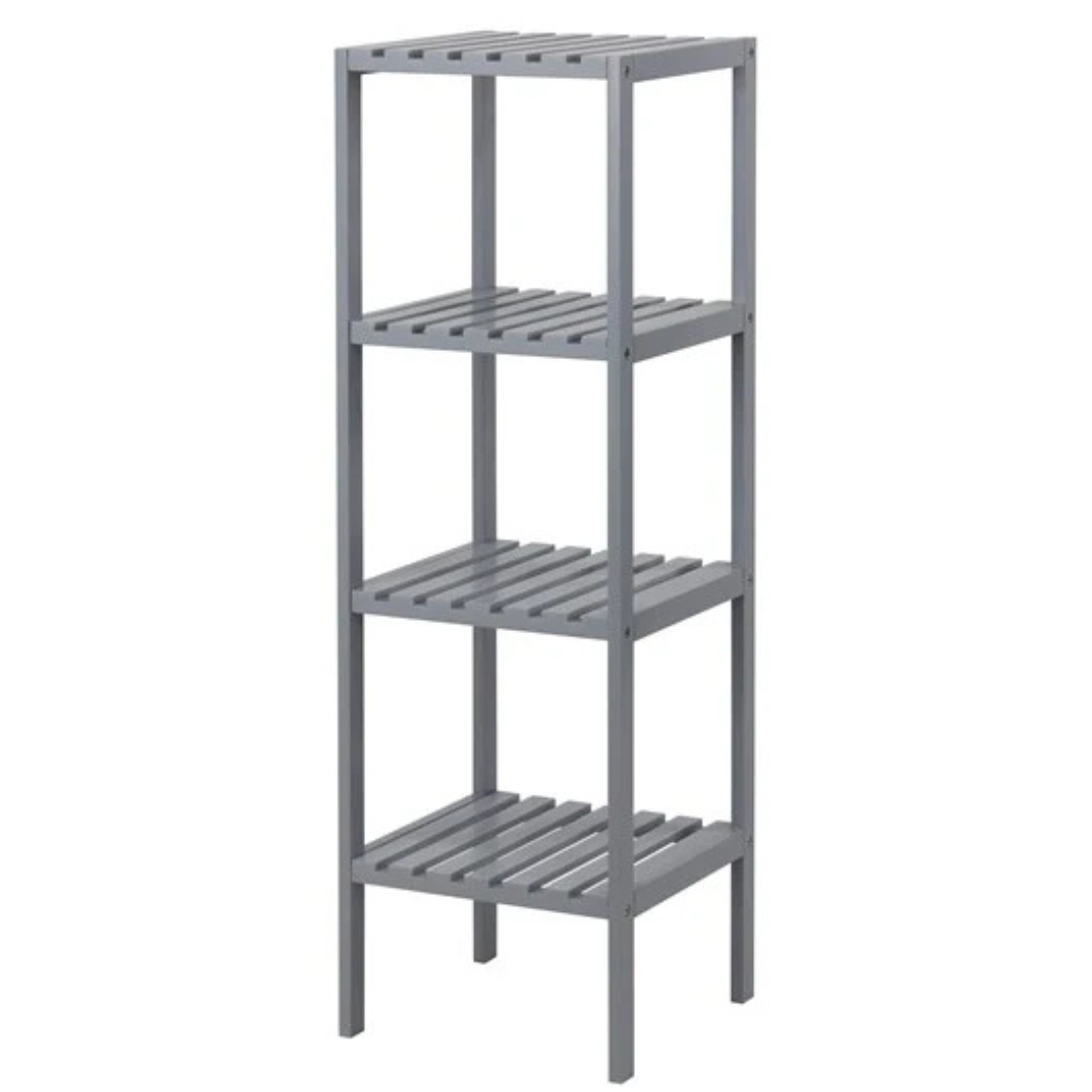 4 Tier Grey Wooden Storage Shelf Freestanding Unit