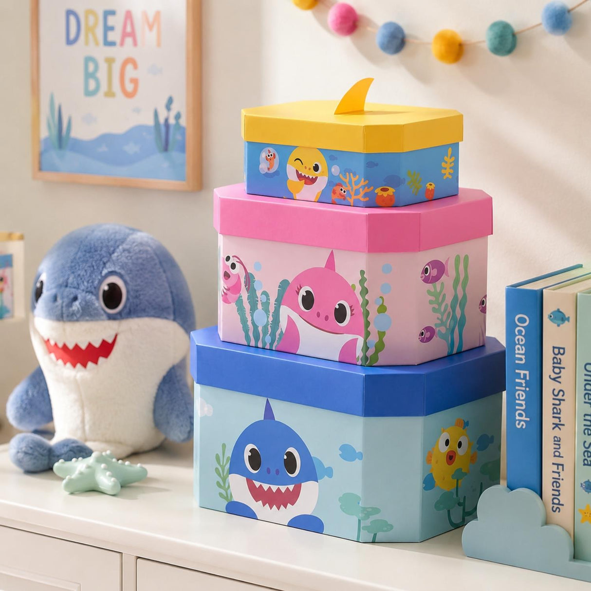 Baby Shark Set of 3 Nesting Storage Boxes