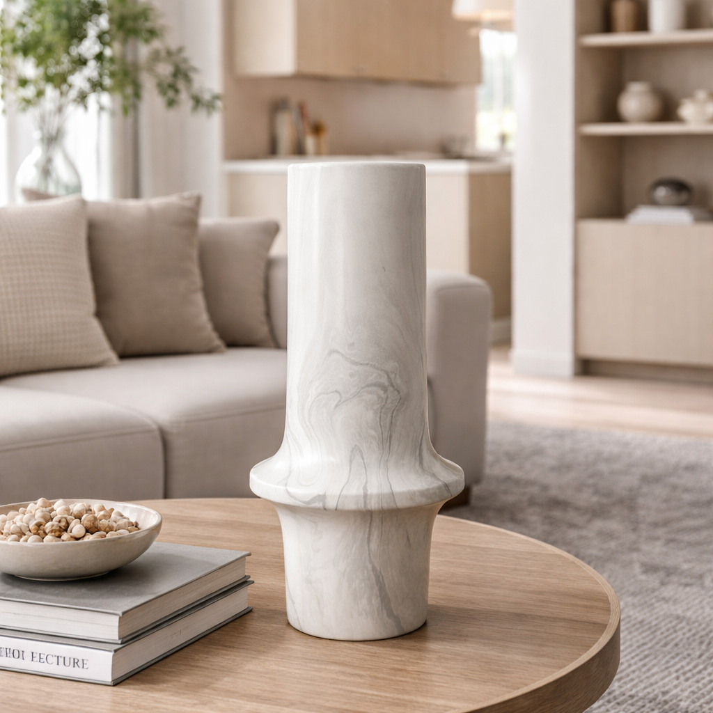 Polished Marble Decorative Vase Polished Stone Approx 35cm