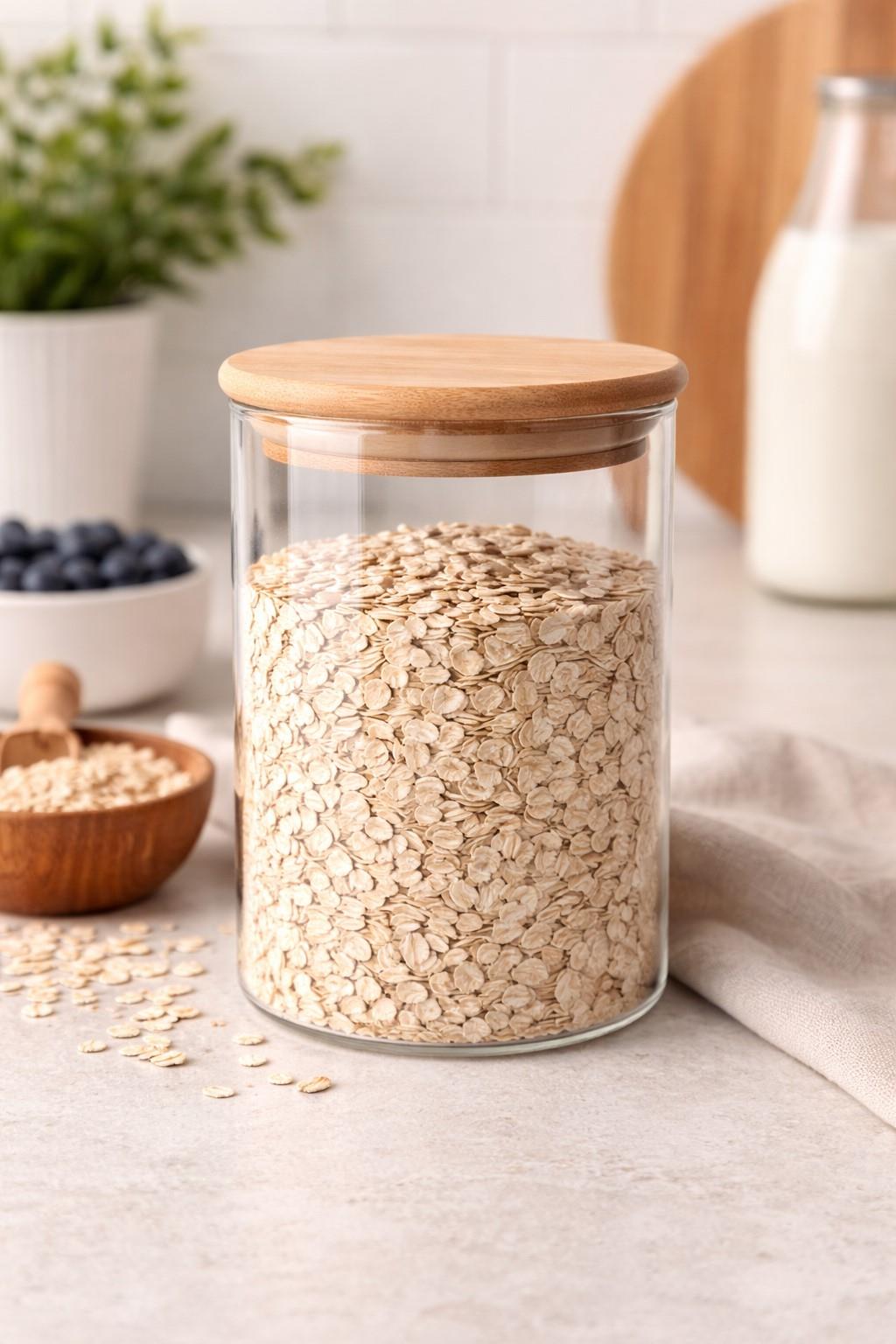 Clear Glass Cylinder Storage Jar with Bamboo Lid 950ml