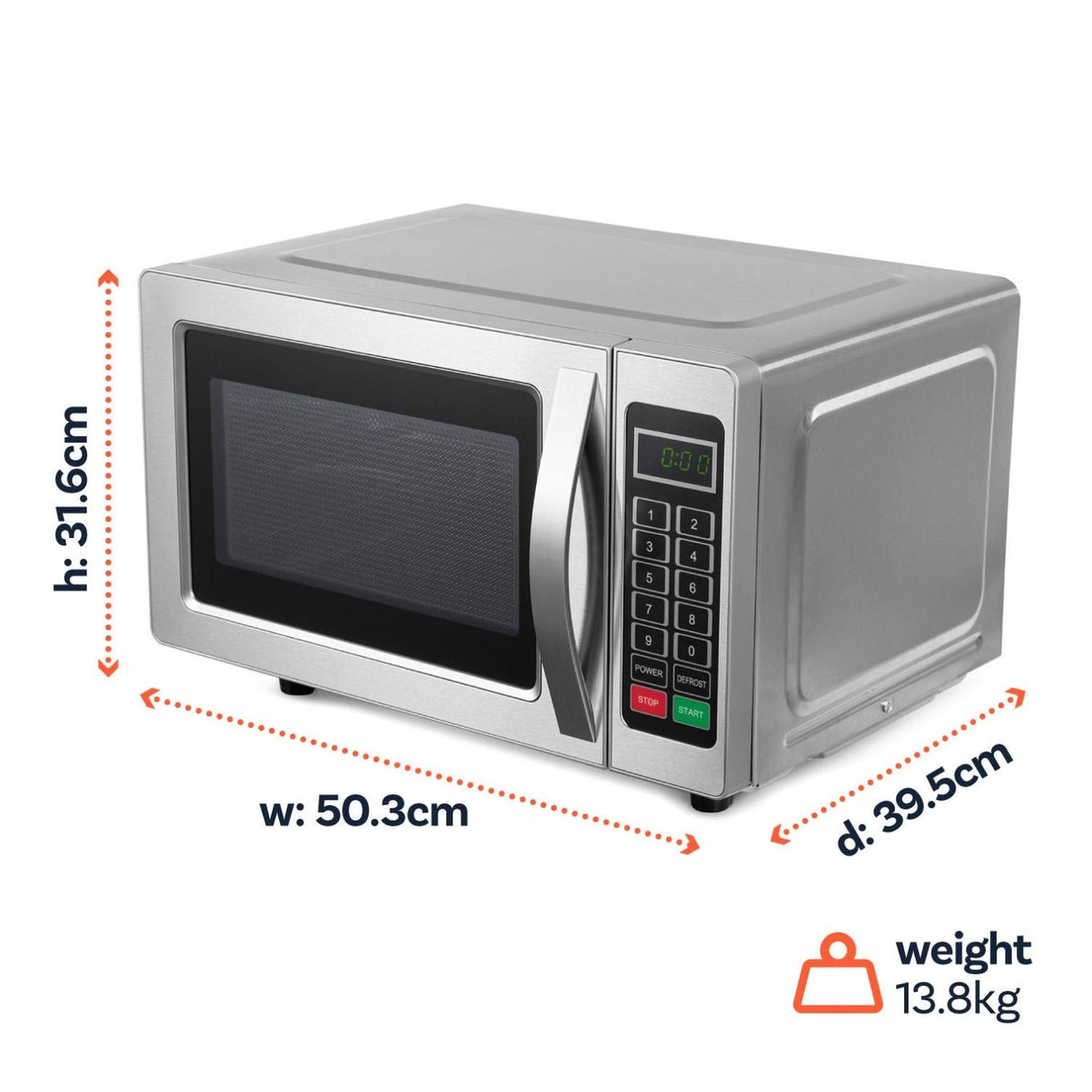 electriQ Freestanding 25L 1000W Flatbed Commercial Style Microwave Silver