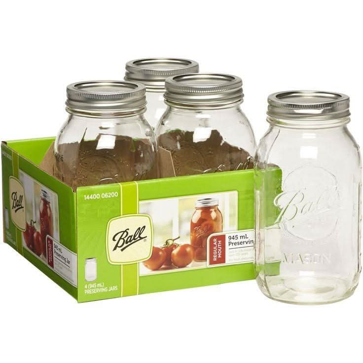 Ball Regular Mouth Mason Jar 946ml 4-Pack
