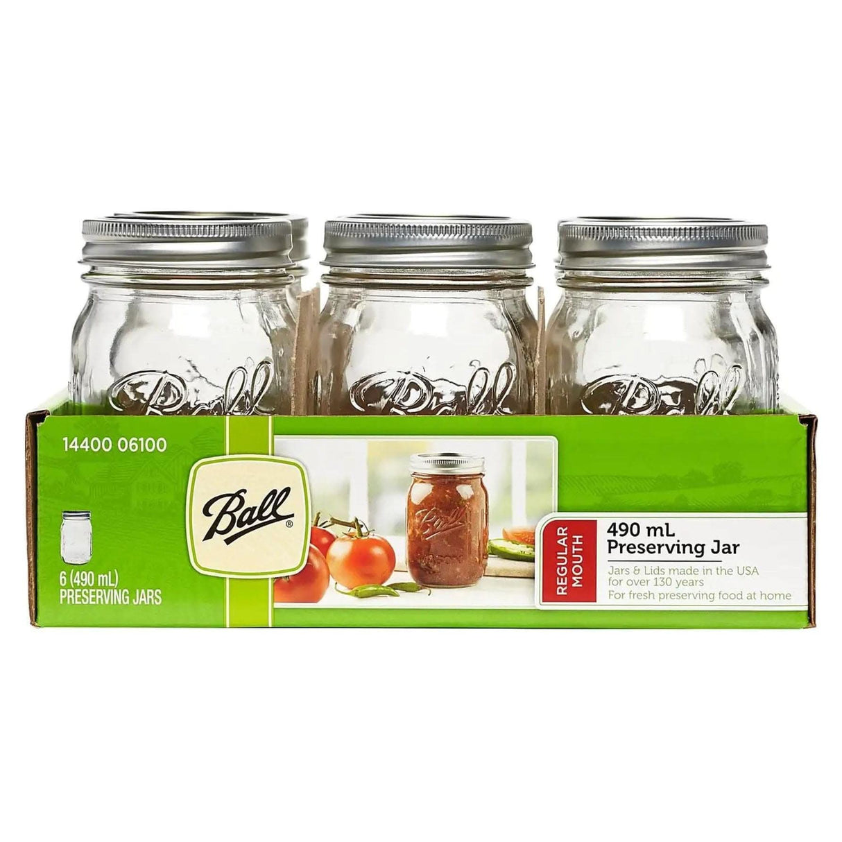 Ball Mason Jars Regular Mouth - 490ml 6 Pack