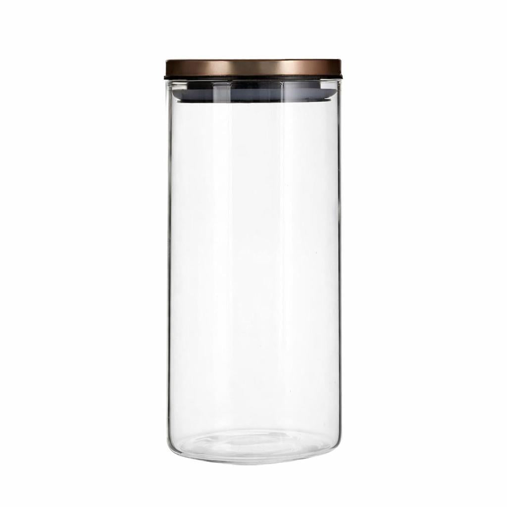Clear Glass Cylinder Storage Jar with Bronze Lid 1300ml