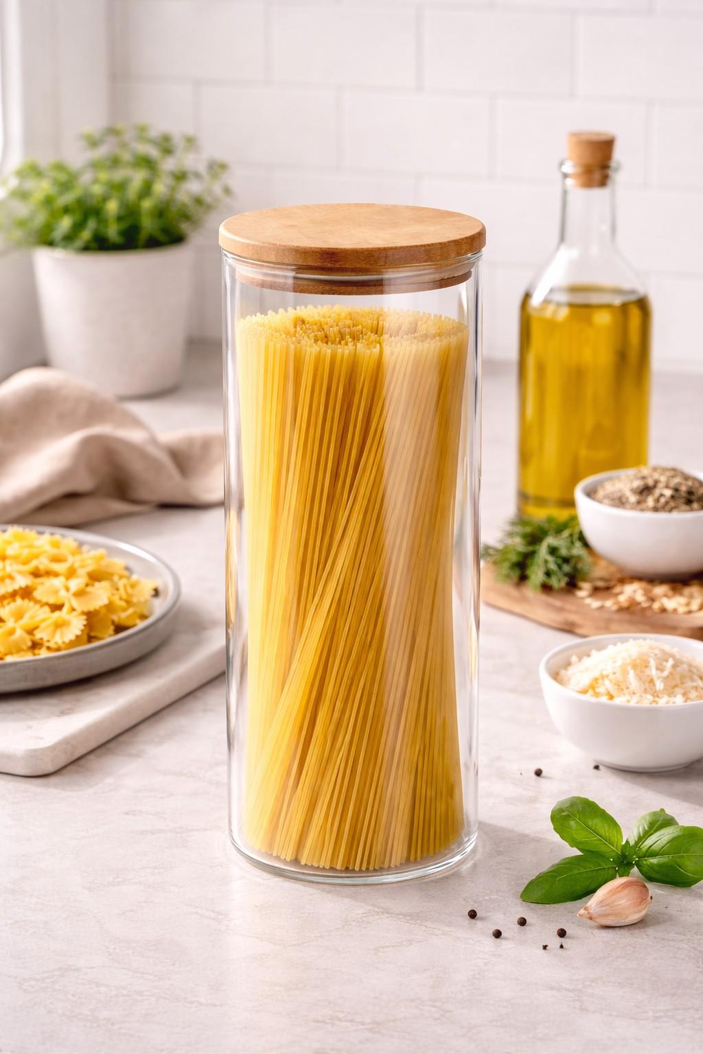 Clear Glass Cylinder Storage Jar with Bronze Lid 1300ml