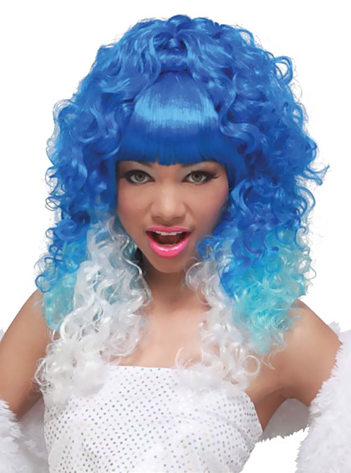 Cardi B Rap Diva Blue Princess Costume Wig