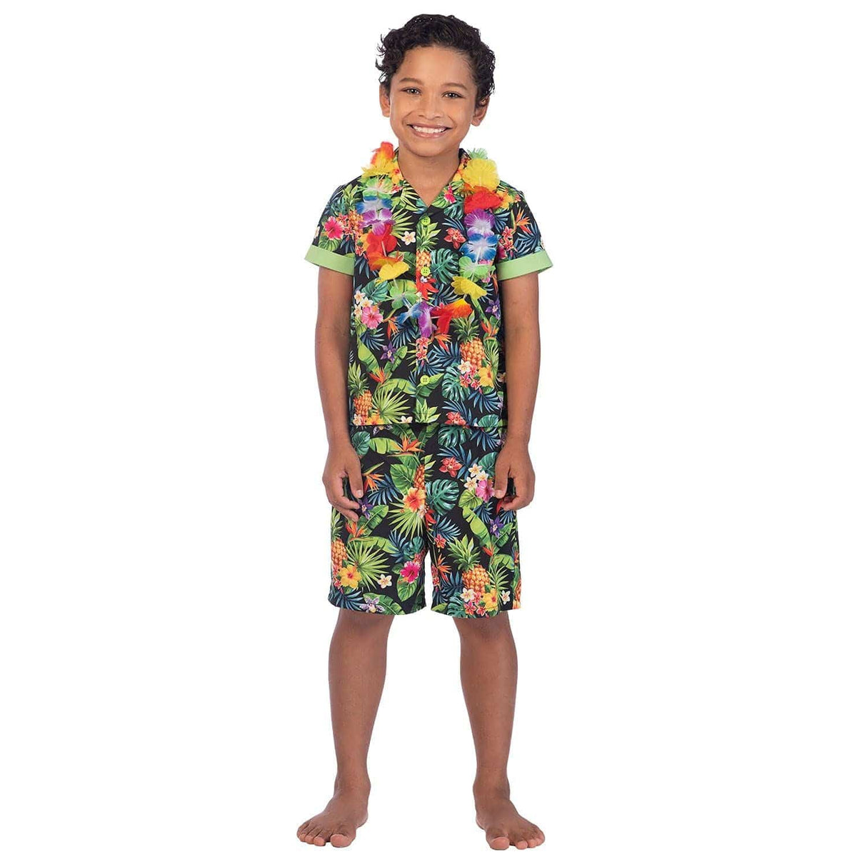 Boys Black Hawaii Hula Hawaiian Set Costume - 4-6 Years