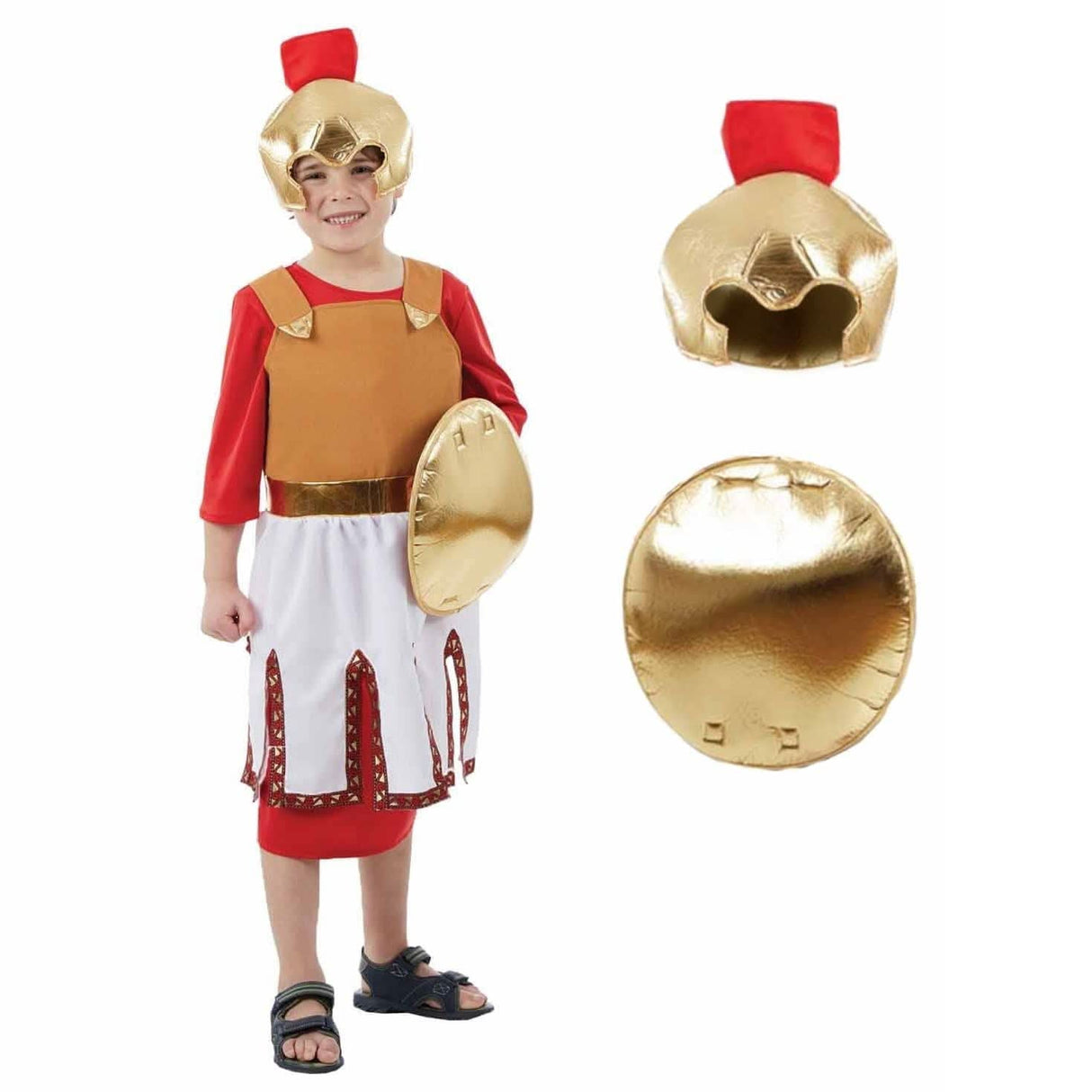Boys Roman Soldier Ancient Warrior Gladiator Costume - L