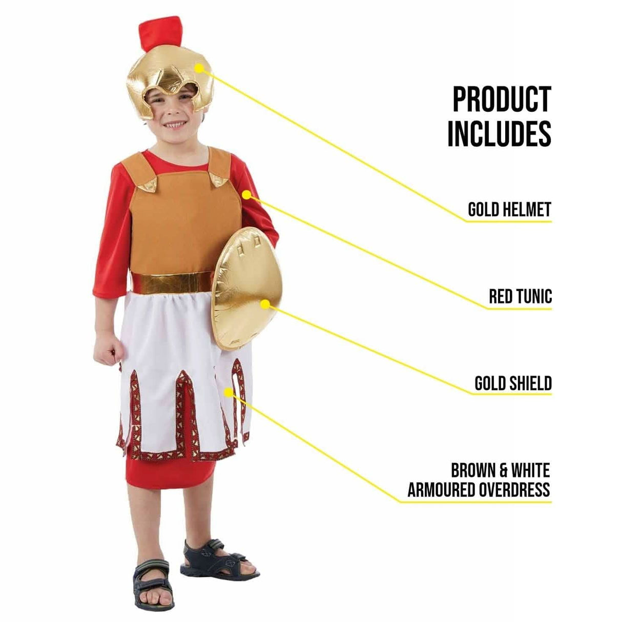 Boys Roman Soldier Ancient Warrior Gladiator Costume - L