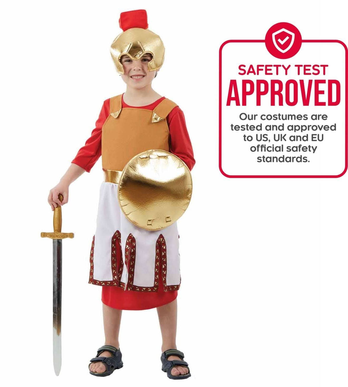 Boys Roman Soldier Ancient Warrior Gladiator Costume - L