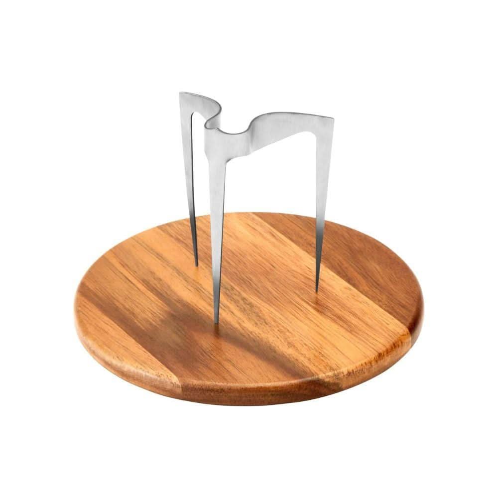 Burger Skewer Set – Stainless Steel & Wooden Plate