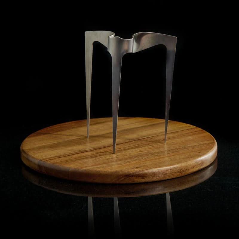 Burger Skewer Set – Stainless Steel & Wooden Plate