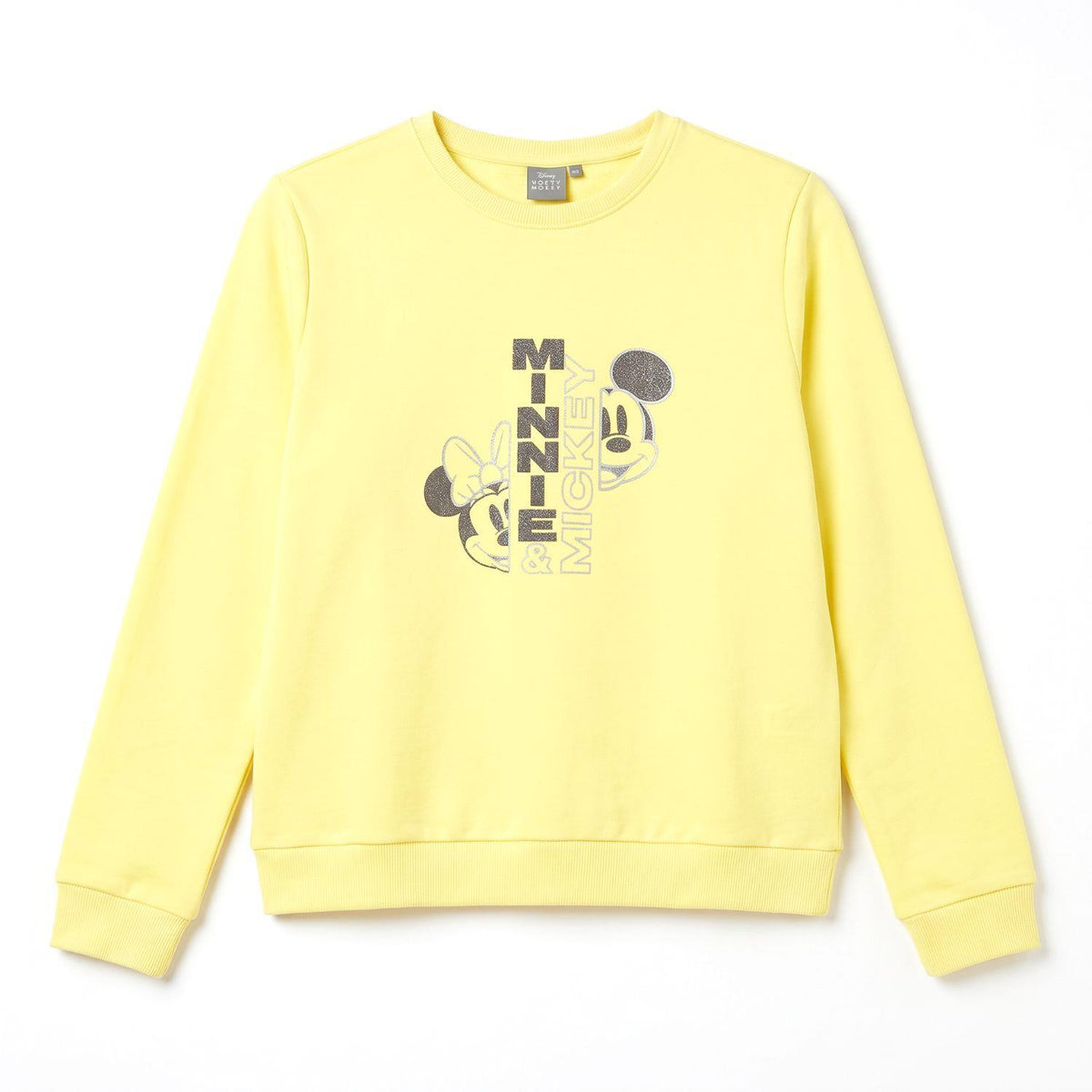 Women's Mickey & Minnie Mouse Jumper 100% Cotton French Terry Size L Yellow