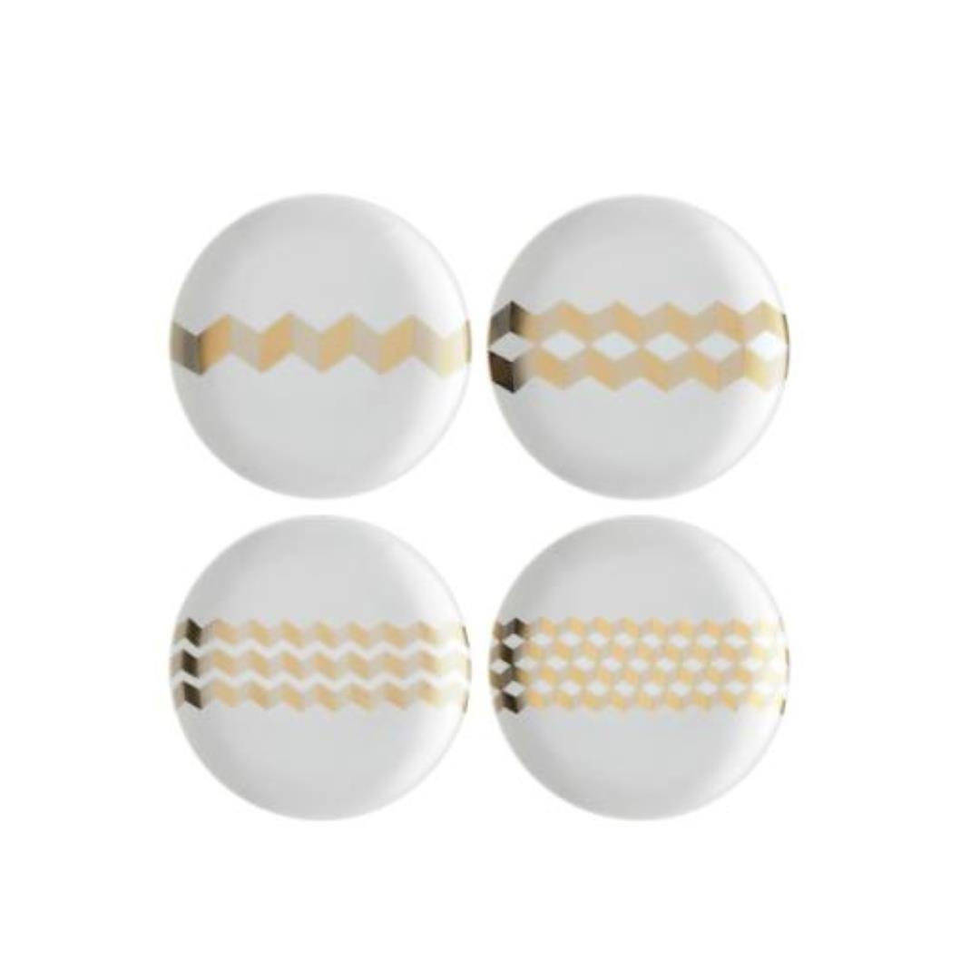 LSA Chevron Teaplate 16cm Gold Assorted Set of 4
