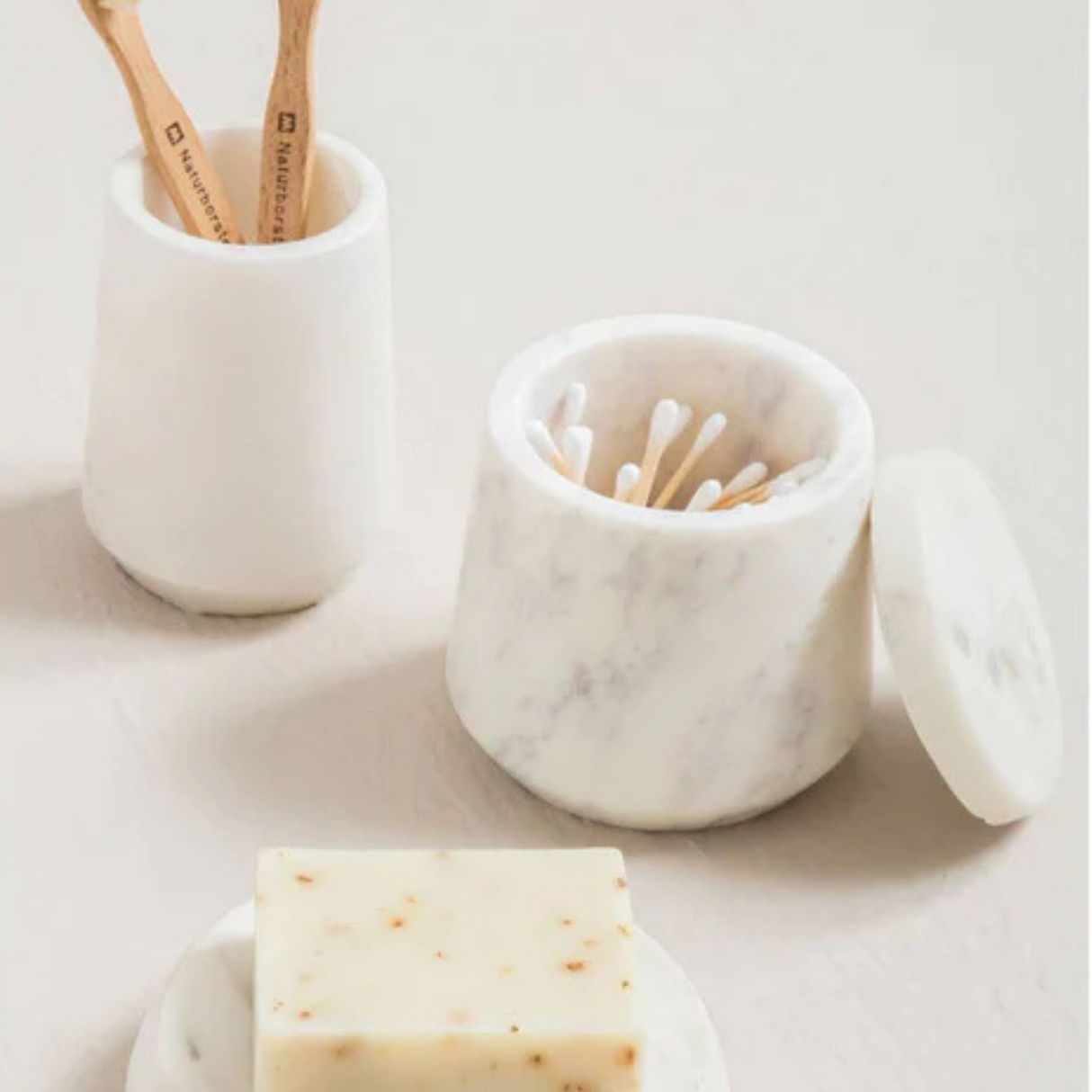 Off White Marble Jar H10cm