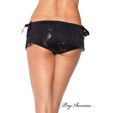 Leg Avenue Black sequin panties with fringes and bows