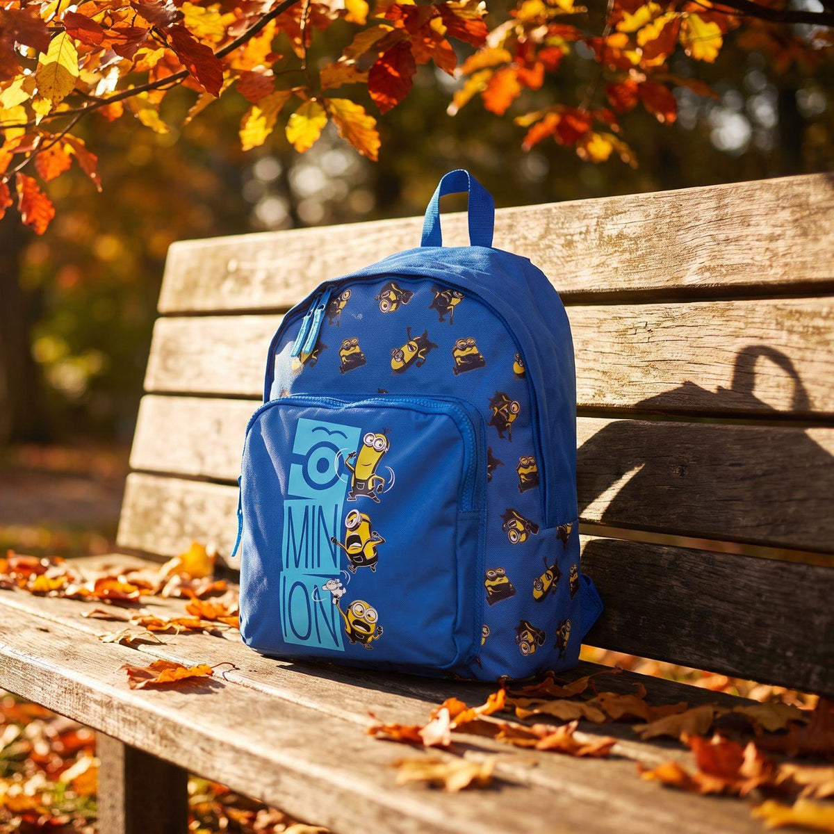 Minions Backpack School Bag with Front Zip Pocket One Size Blue