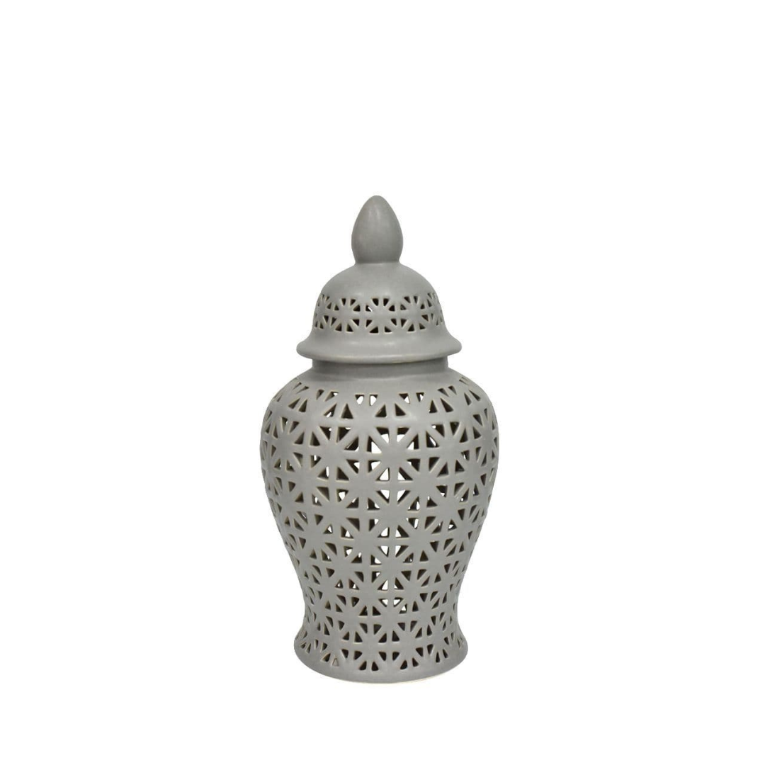 Cut-Out Ginger Decorative Jar with Lid H60cm Grey