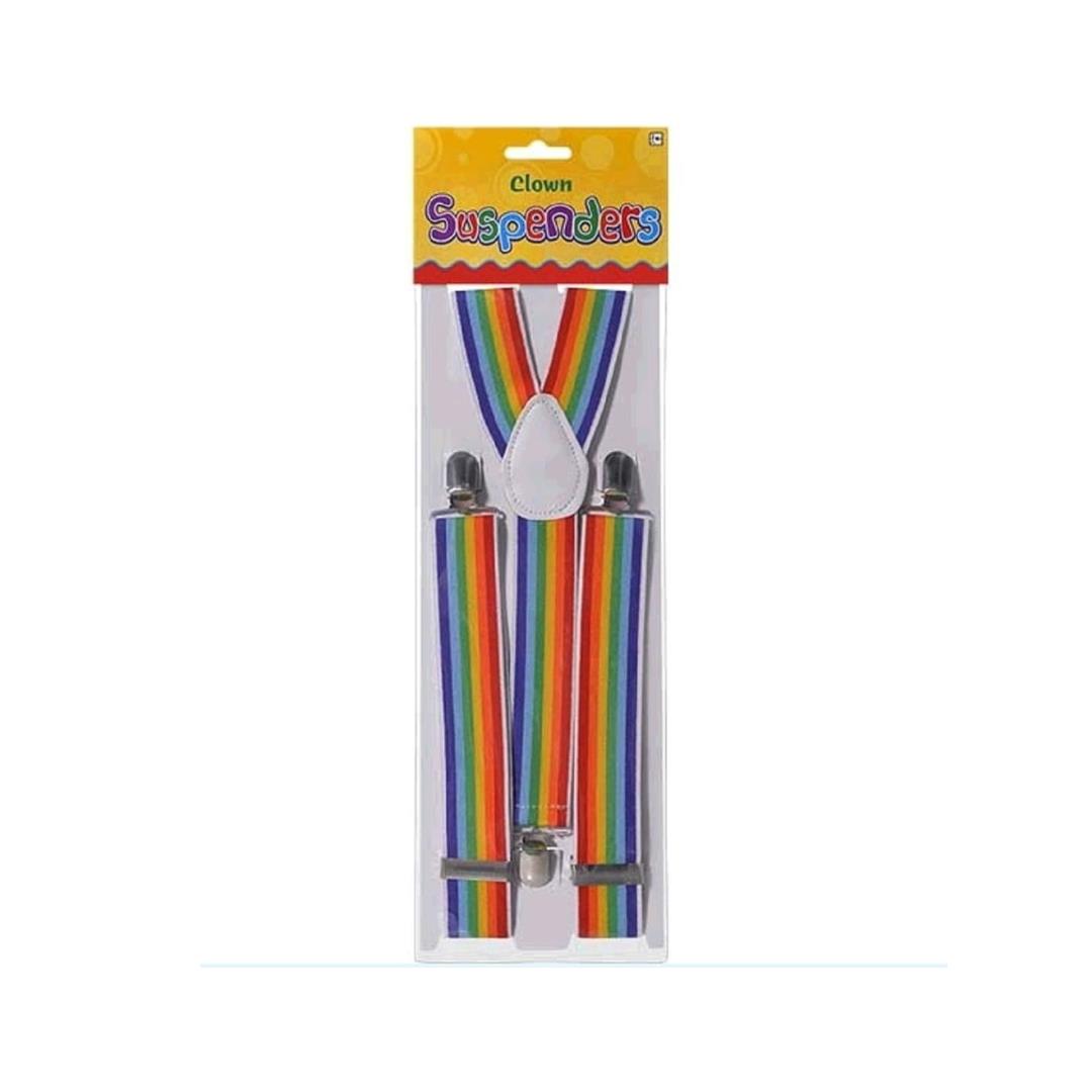 Rainbow Clown Suspenders for Adults