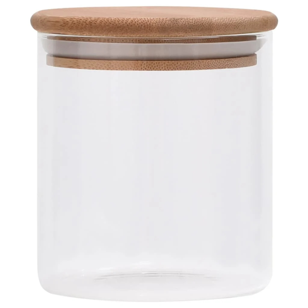 Clear Glass Cylinder Storage Jar with Bamboo Lid 700ml