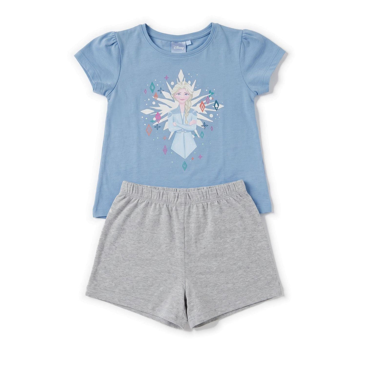 Disney Frozen Elsa Girls' 2 Piece 100% Cotton Pyjama Set Age 7-8 Blue