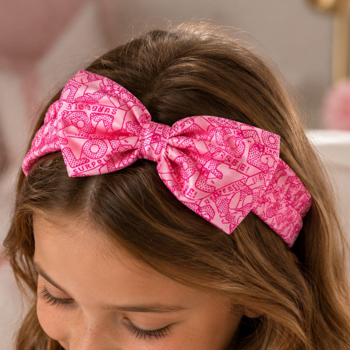 LOL Printed Bow Hairband One Size Pink