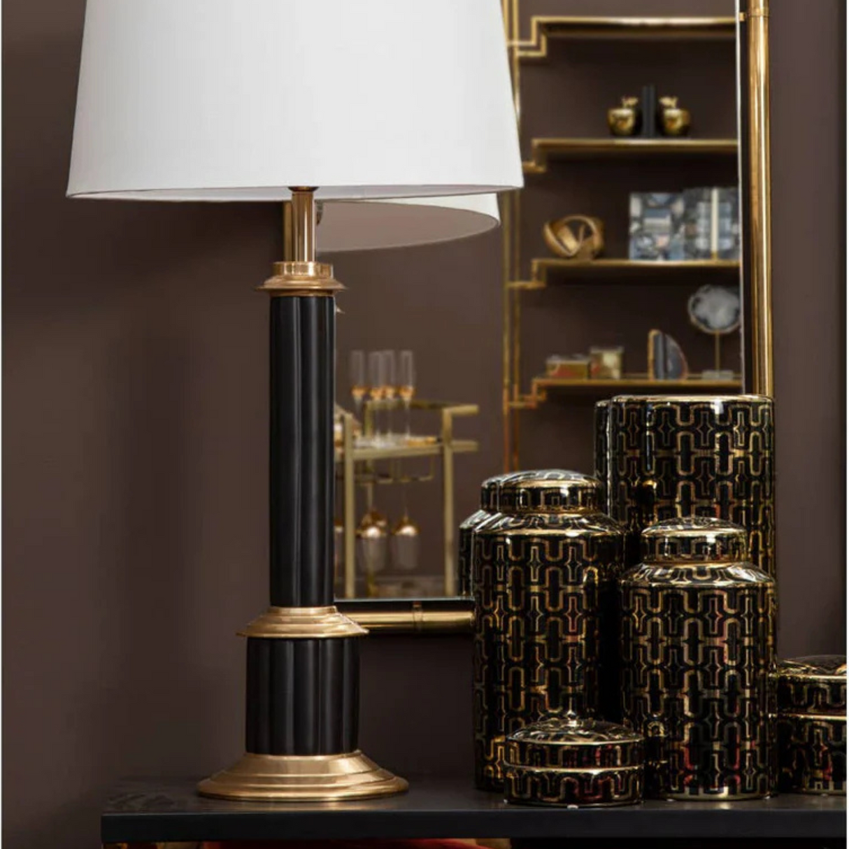 Tamara Large Black and Gold Jar