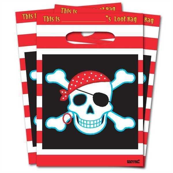Striped Pirate Party Loot Bag Pack of 8