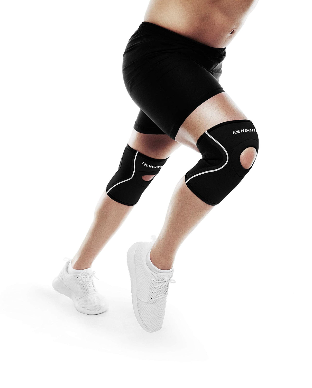 Rehband Compression 5mm Neoprene Knee Support Bandage with Kneecap Opening - XS (Grey)