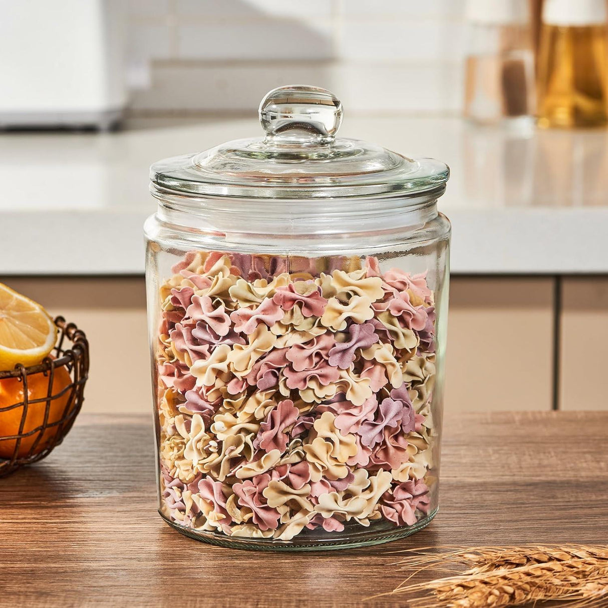 Premium 1.9L Thick Glass Storage Kitchen Jar with Airtight Lid