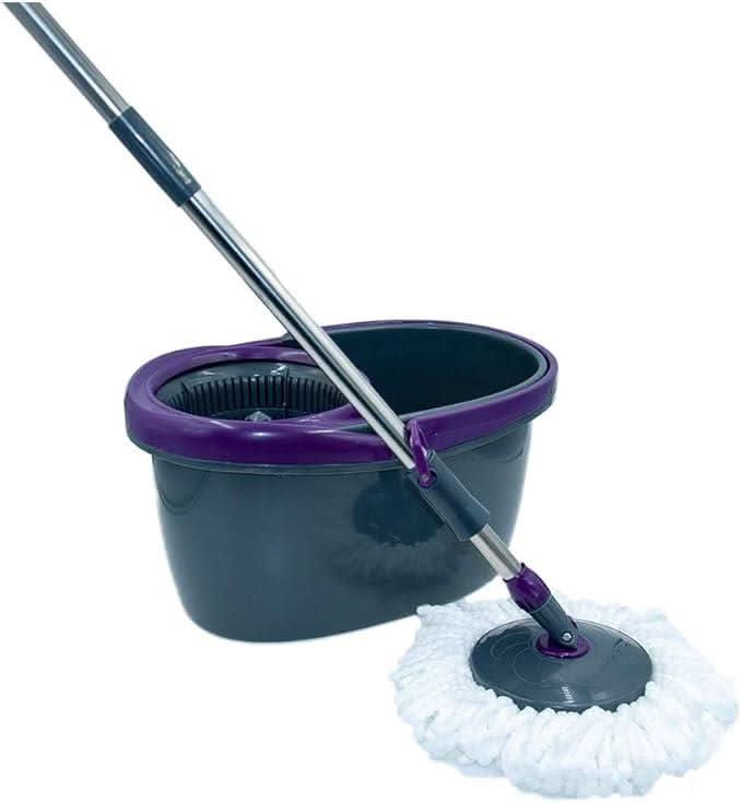 CALITEK 360 Degree Rotating Spin Mop and Bucket Set with 2 Microfibre Heads