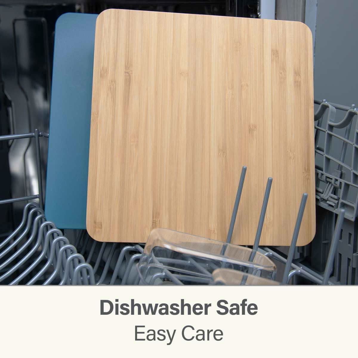 CALITEK Bamboo & Plastic Cutting Board Set with Holder