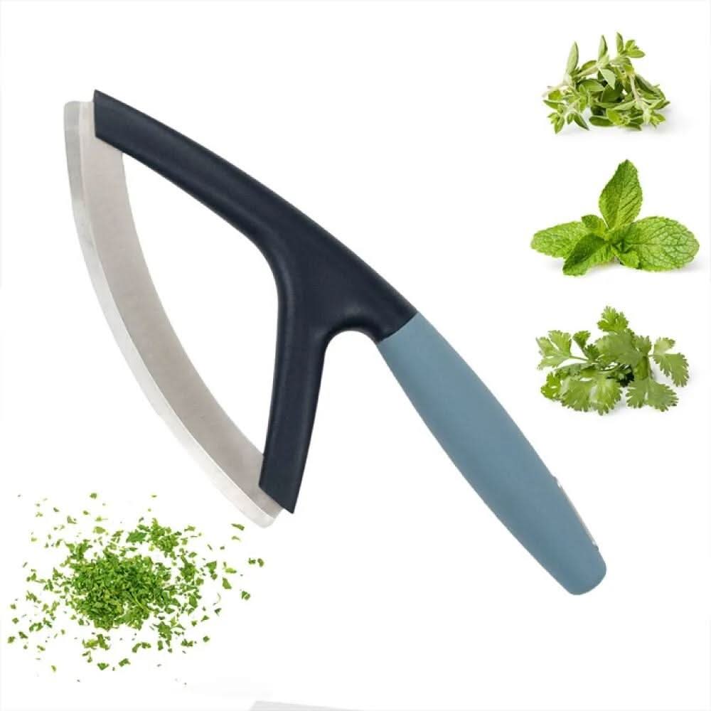 CALITEK Herb Chopper Single Handle Mezzaluna Style Stainless Steel Blade Blue