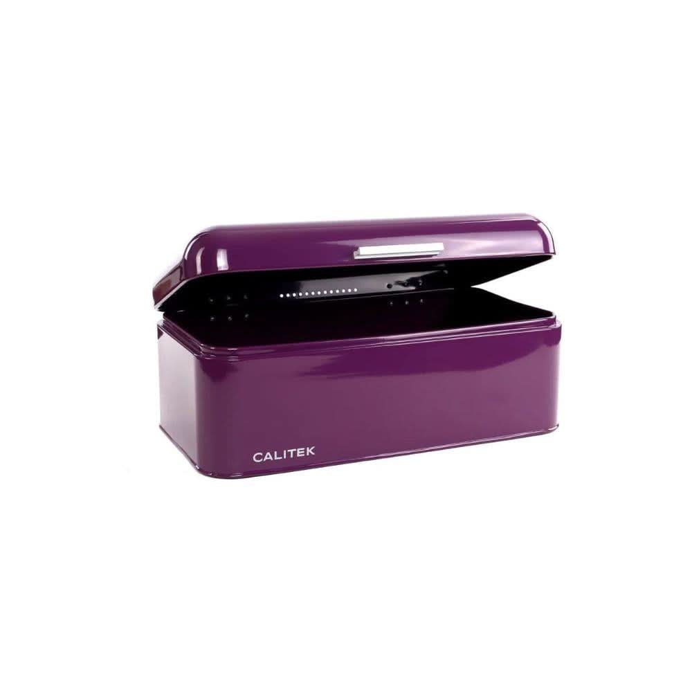 CALITEK Bread Bin Kitchen Counter Vintage Style Coated Carbon Steel Purple