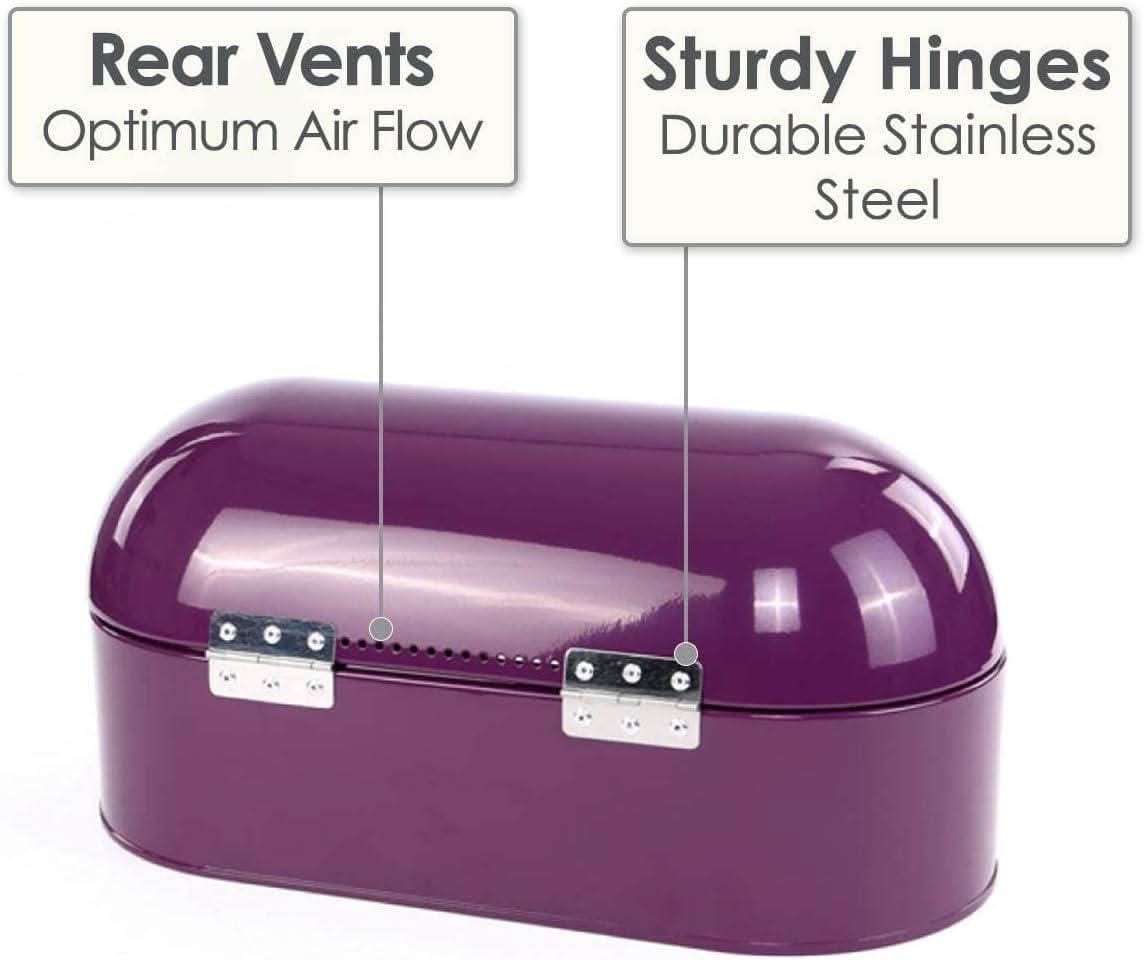 CALITEK Retro Style Round Top Steel Bread Bin - Purple