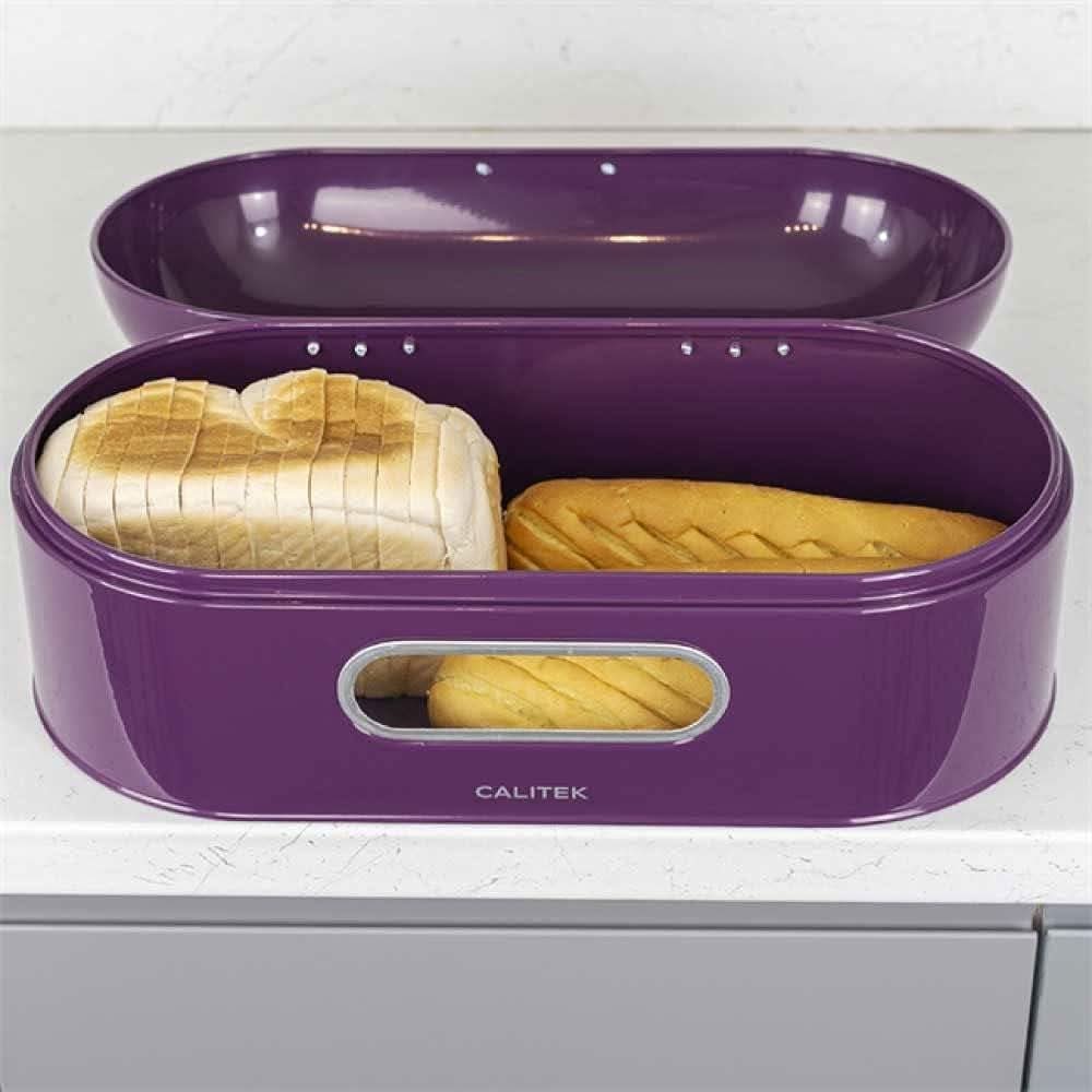 CALITEK Retro Style Round Top Steel Bread Bin - Purple