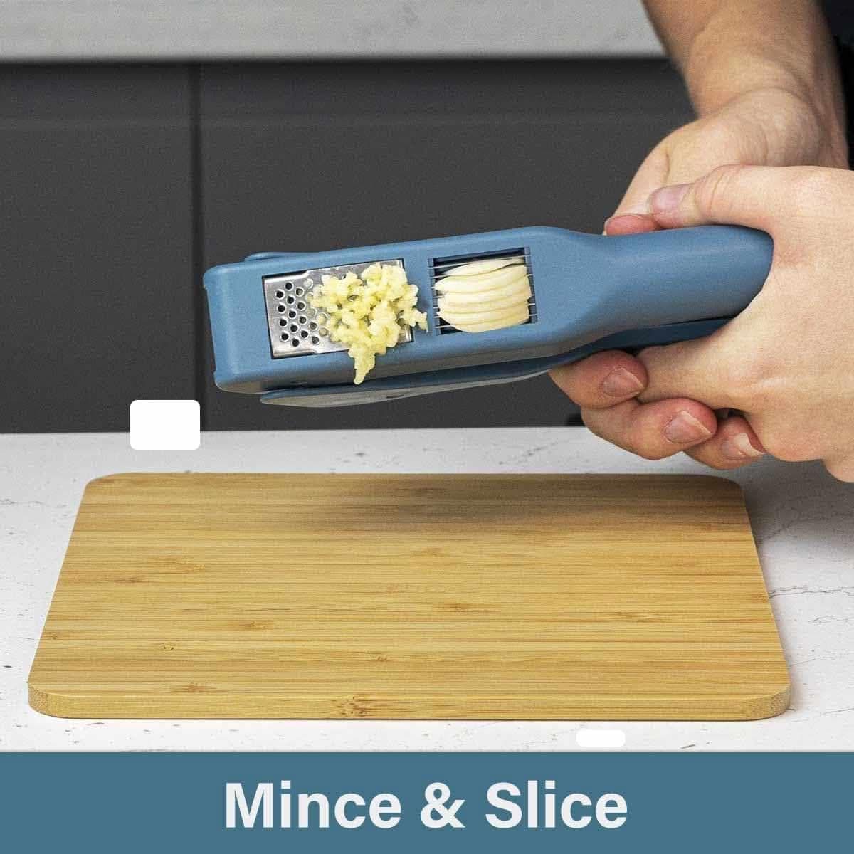 CALITEK 2-in-1 Garlic Press & Slicer Stainless Steel – Blue